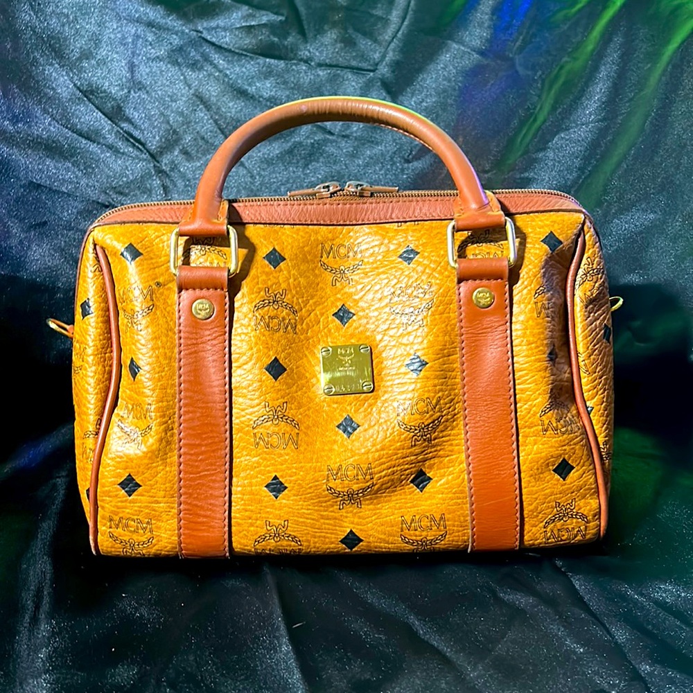 MCM Golf Collection Small Boston Bag